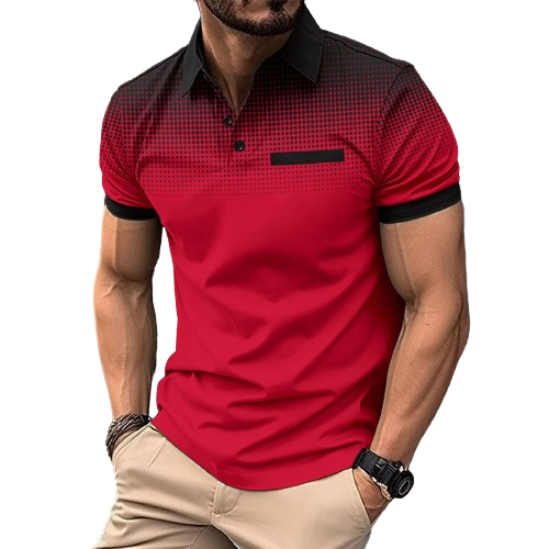 Camisa de Verano con Solapa para Hombre Manga Corta en color rojo