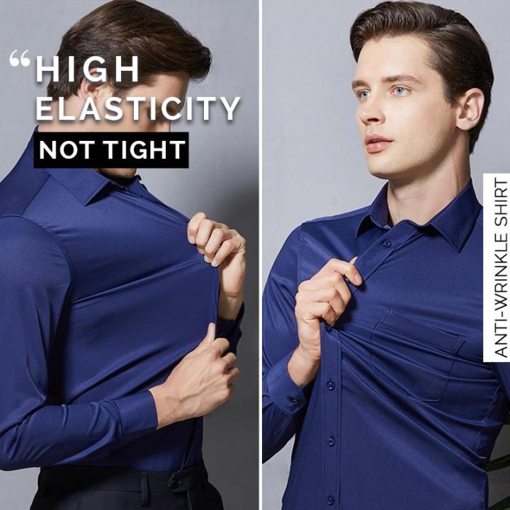 Camisa de Vestir Elástica Sin Arrugas para Hombre Slim Fit - vista 4