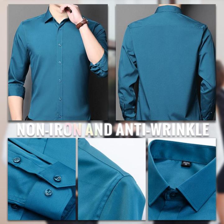 Camisa de Vestir Elástica Sin Arrugas para Hombre Slim Fit - vista 8