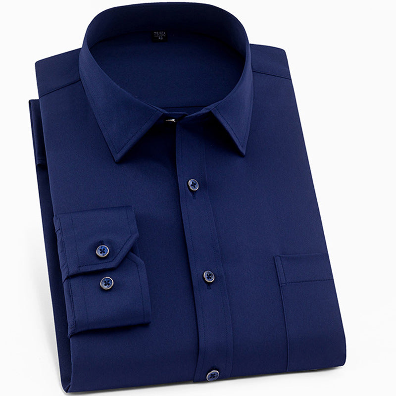 Camisa de Vestir Elástica Sin Arrugas para Hombre Slim Fit en color azul marino