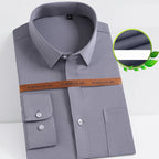Camisa de Vestir Elástica Sin Arrugas para Hombre Slim Fit en color gris
