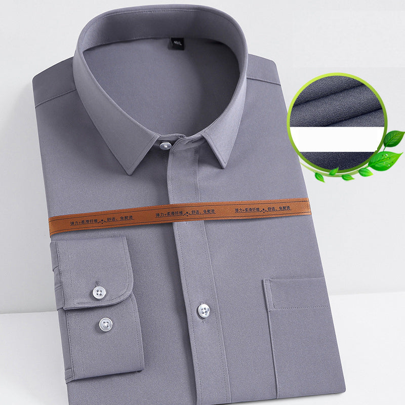 Camisa de Vestir Elástica Sin Arrugas para Hombre Slim Fit en color gris
