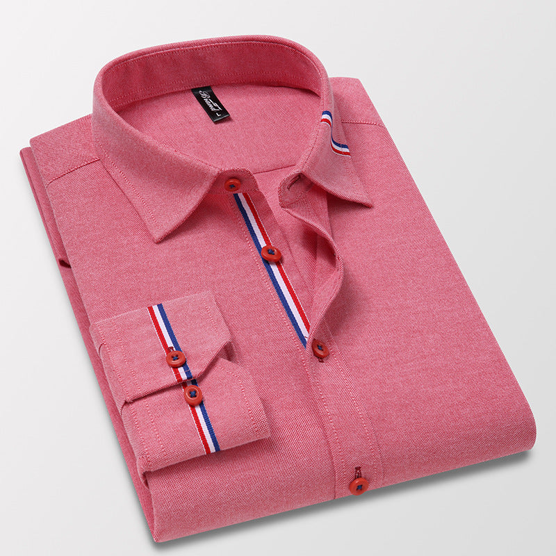 Camisa de Vestir Manga Larga Antiarrugas con Ribete en color rosa