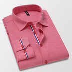 Camisa de Vestir Manga Larga Antiarrugas con Ribete en color rosa