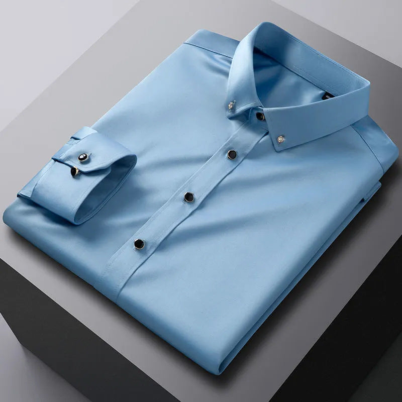 Camisa de Vestir Manga Larga Sin Arrugas para Hombre en color azul celeste
