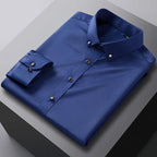 Camisa de Vestir Manga Larga Sin Arrugas para Hombre en color azul marino