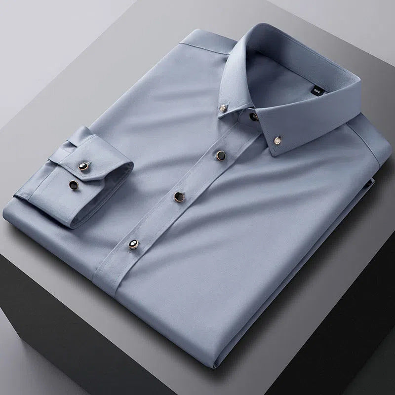 Camisa de Vestir Manga Larga Sin Arrugas para Hombre en color gris