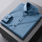 Camisa de Vestir Manga Larga Sin Arrugas para Hombre en color verde oscuro