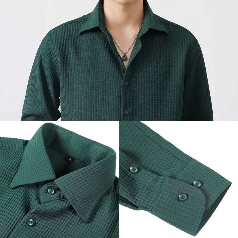 Camisa Waffle para Hombre Manga Larga con Botones - vista 3
