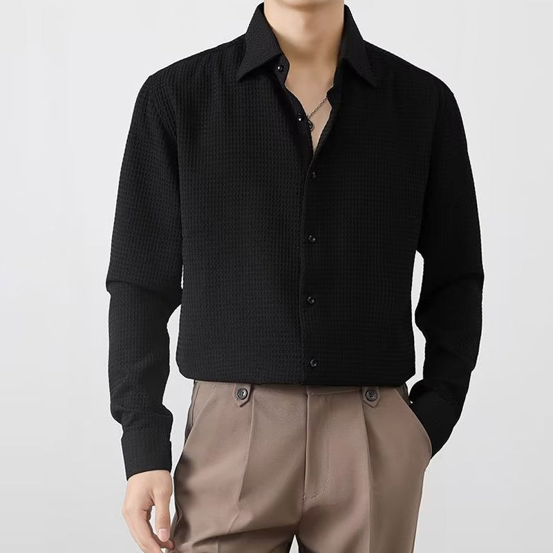 Camisa Waffle para Hombre Manga Larga con Botones - vista 5