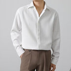 Camisa Waffle para Hombre Manga Larga con Botones en color blanco