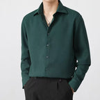 Camisa Waffle para Hombre Manga Larga con Botones en color verde