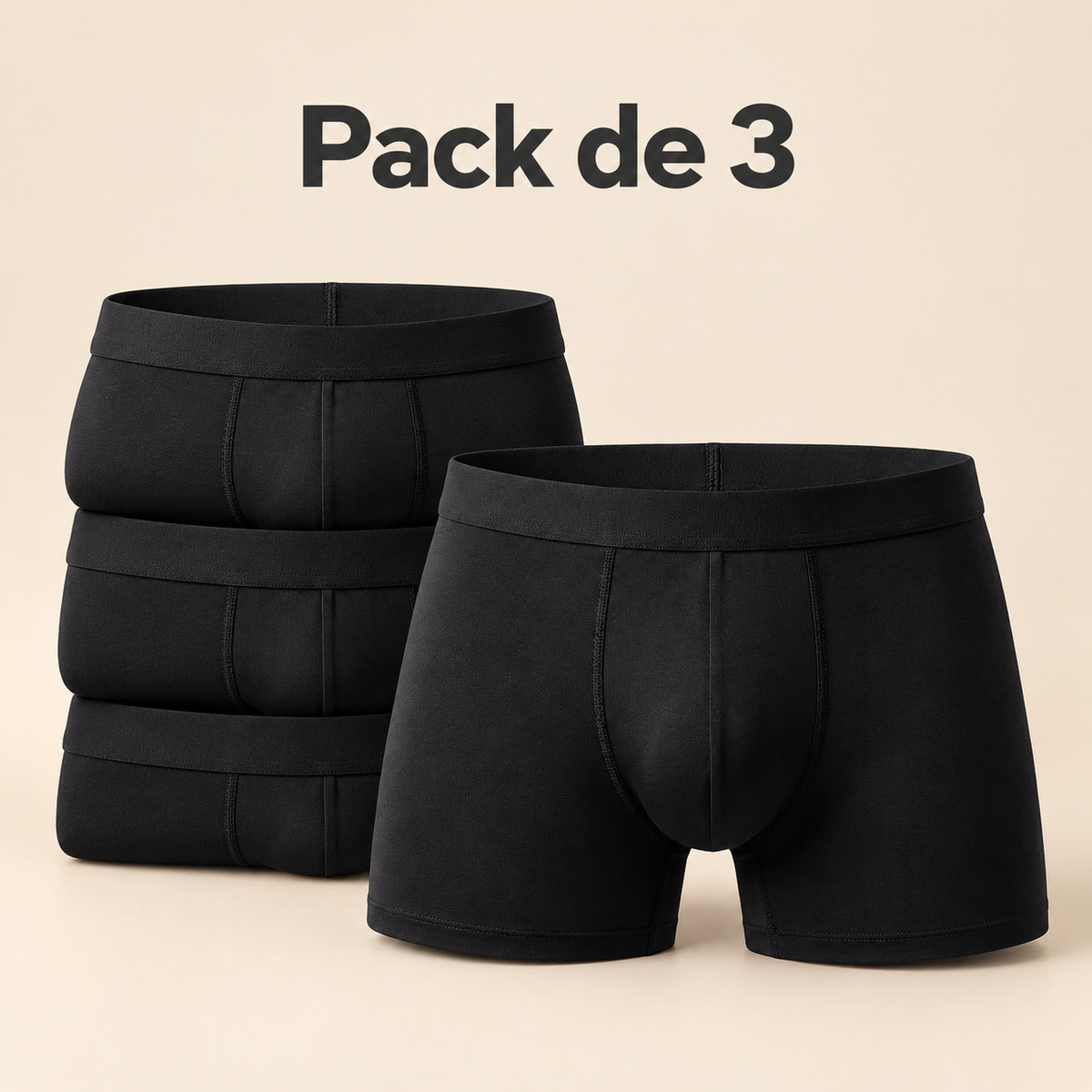 Pack de 3 bóxers antifugas negros para hombre
