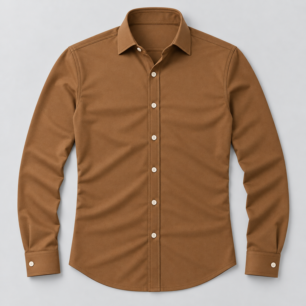 Camisa de vestir slim fit ocre