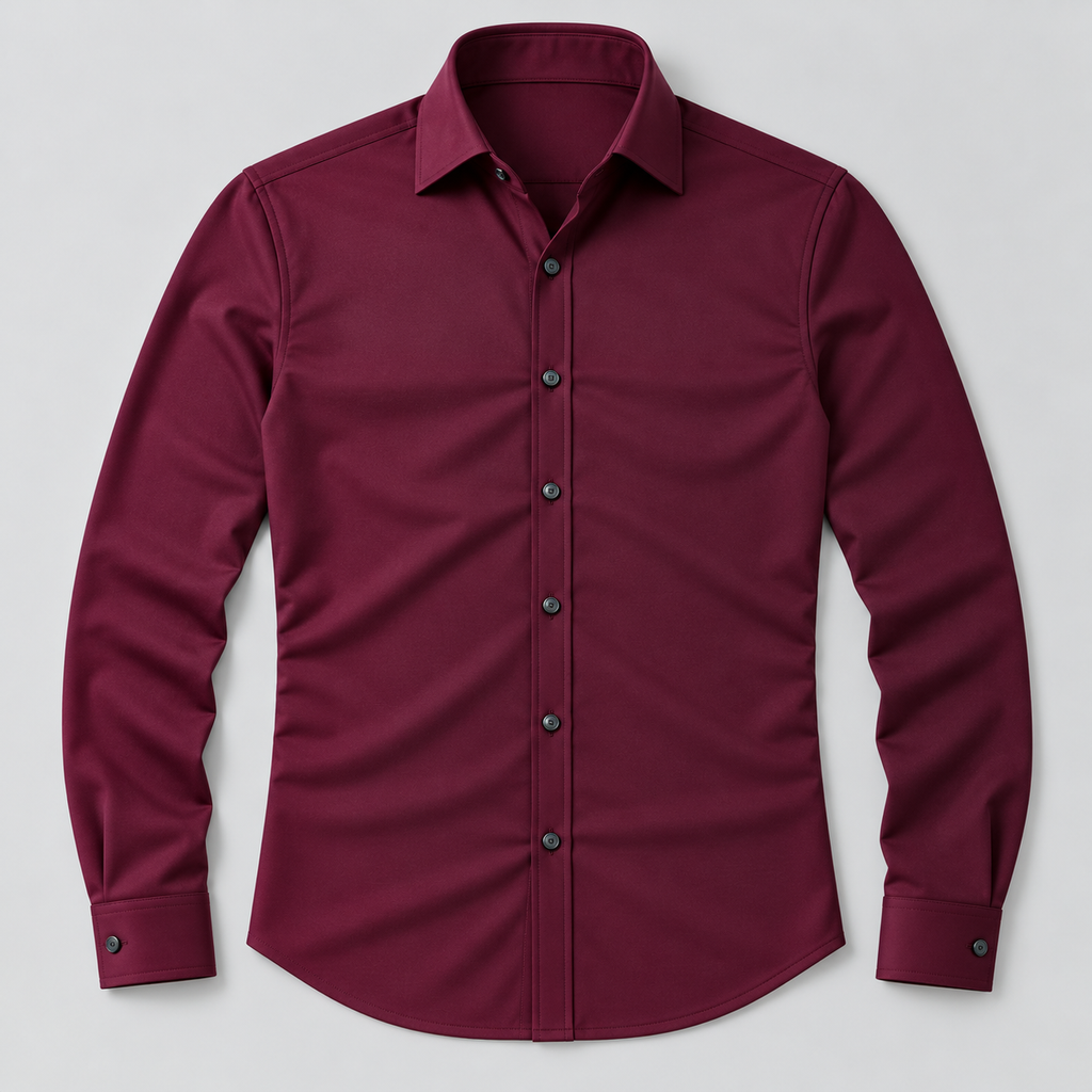 Camisa de vestir slim fit burdeos