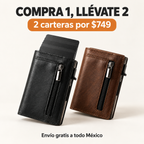 2 carteras slim de cuero y aluminio con bloqueo RFID por $749