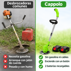 Comparación entre desbrozadora de gasolina común y desbrozadora inalámbrica Cappolo
