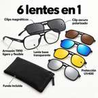 Lentes 6 en 1 con clips magnéticos, armazón TR90 y funda
