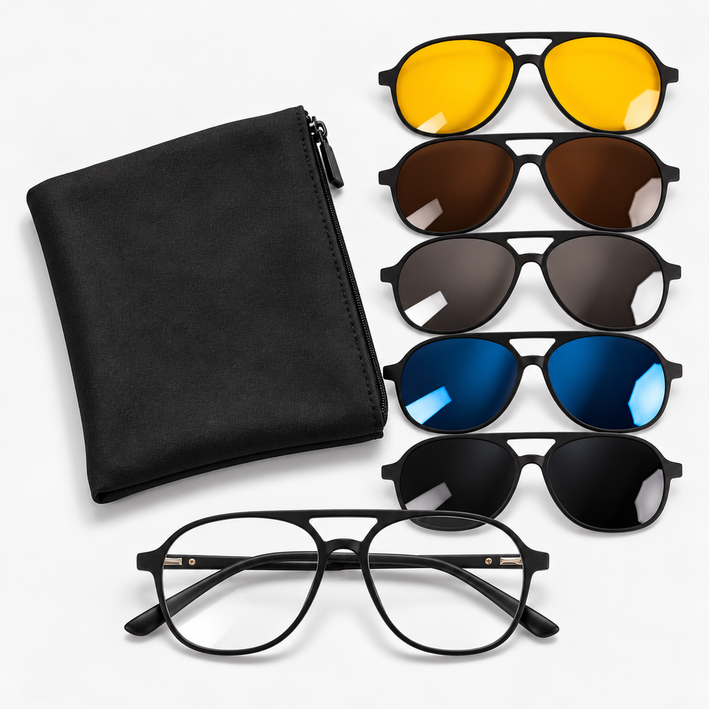 Lentes 6 en 1 modelo Hangar con 5 clips y funda