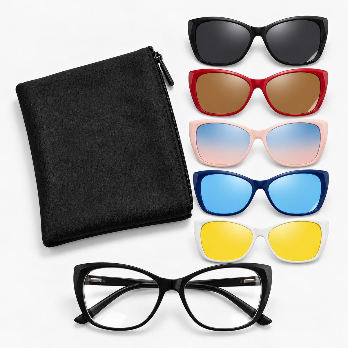 Lentes 6 en 1 modelo Legancy con 5 clips y funda
