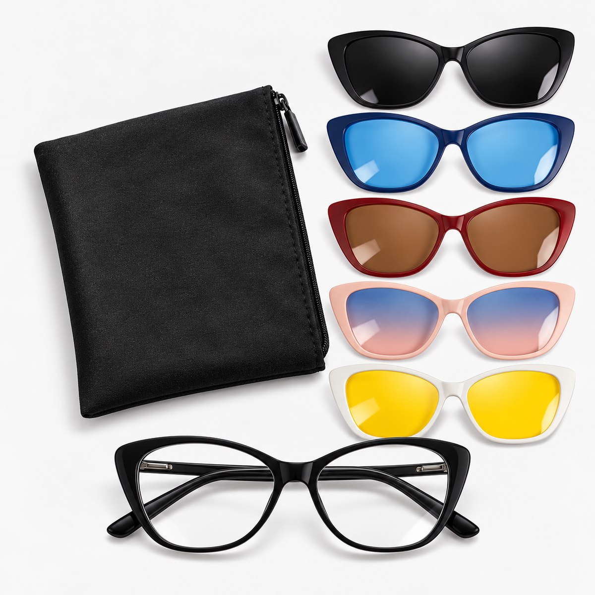 Lentes 6 en 1 modelo Wonder con 5 clips y funda