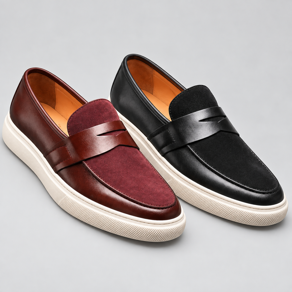 Paquete de 2 pares de mocasines: burdeos y negro