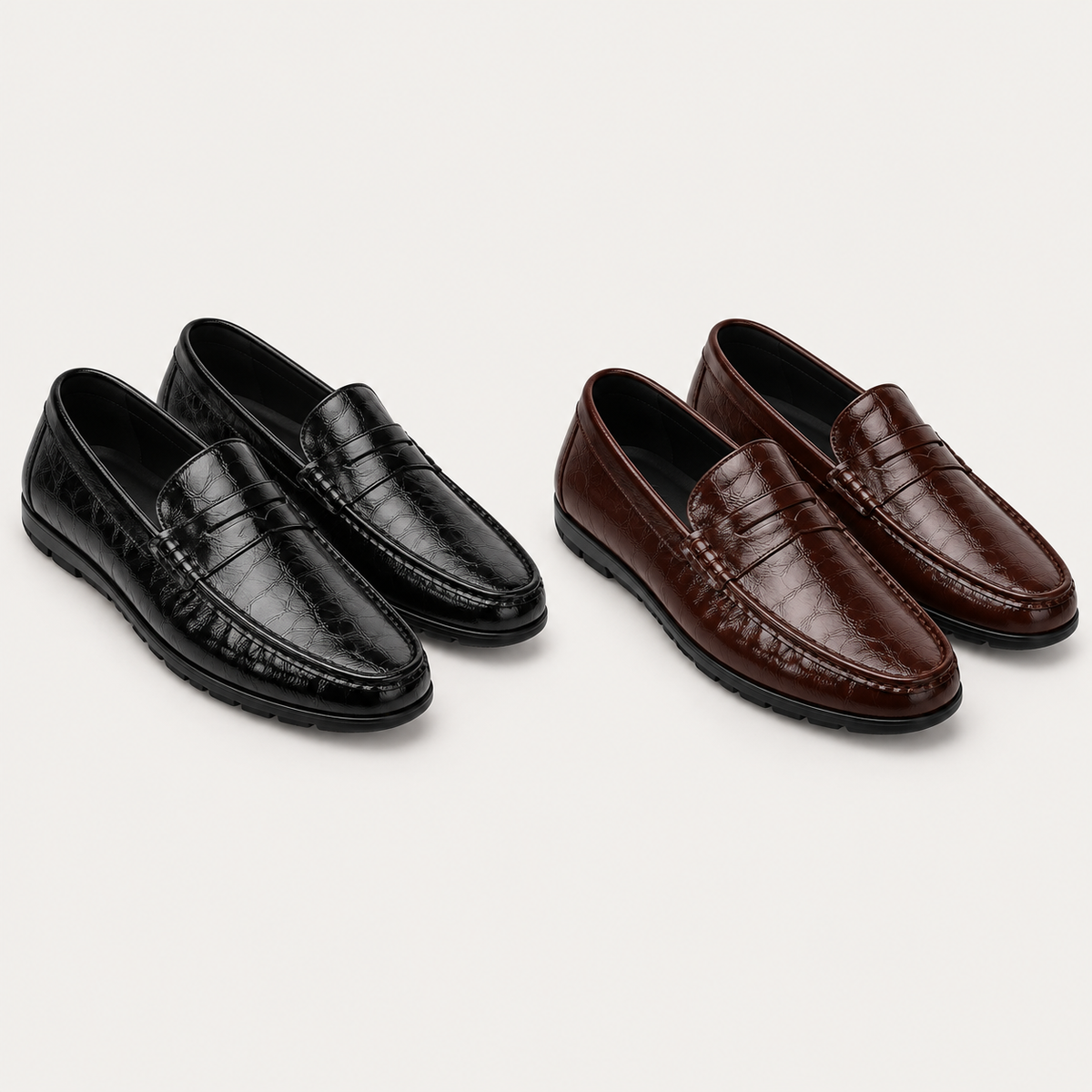 Paquete de 2 pares de mocasines: negro y marrón