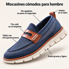 Diagrama del mocasín sin agujetas: tira café, jalador en el talón y suela gruesa