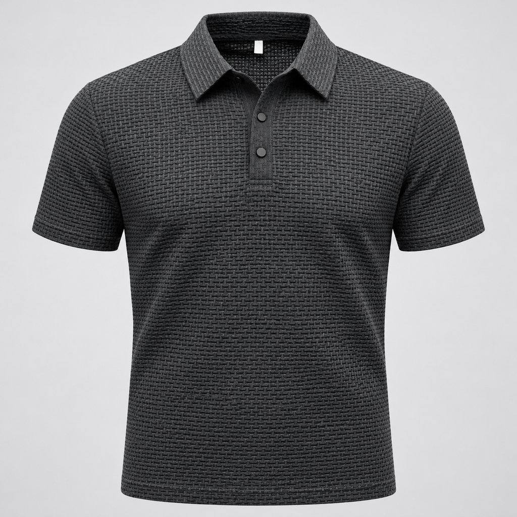 Playera polo gris de punto texturizado