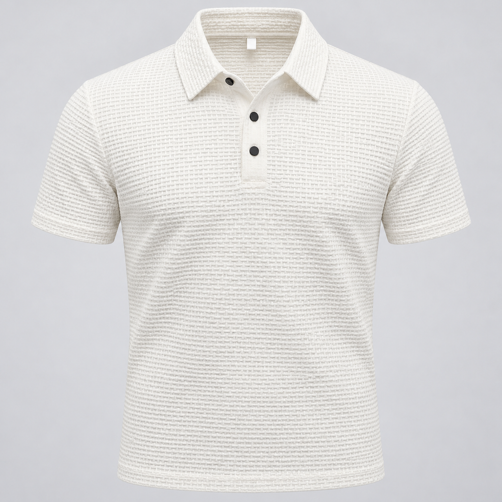 Playera polo blanca de punto texturizado