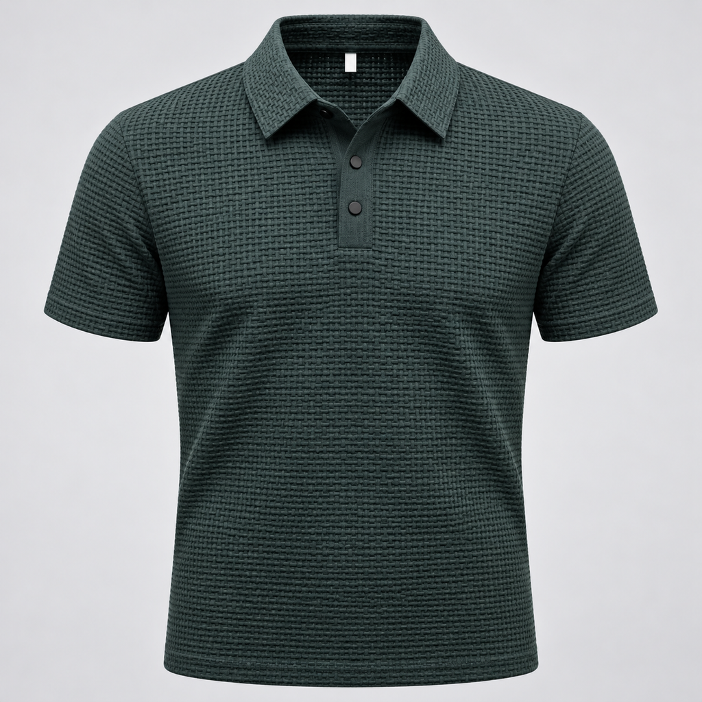 Playera polo verde oscuro de punto texturizado