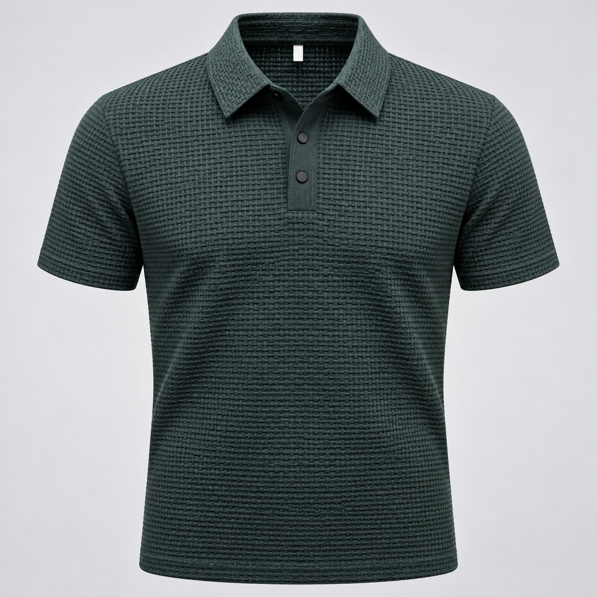 Playera polo verde oscuro de punto texturizado