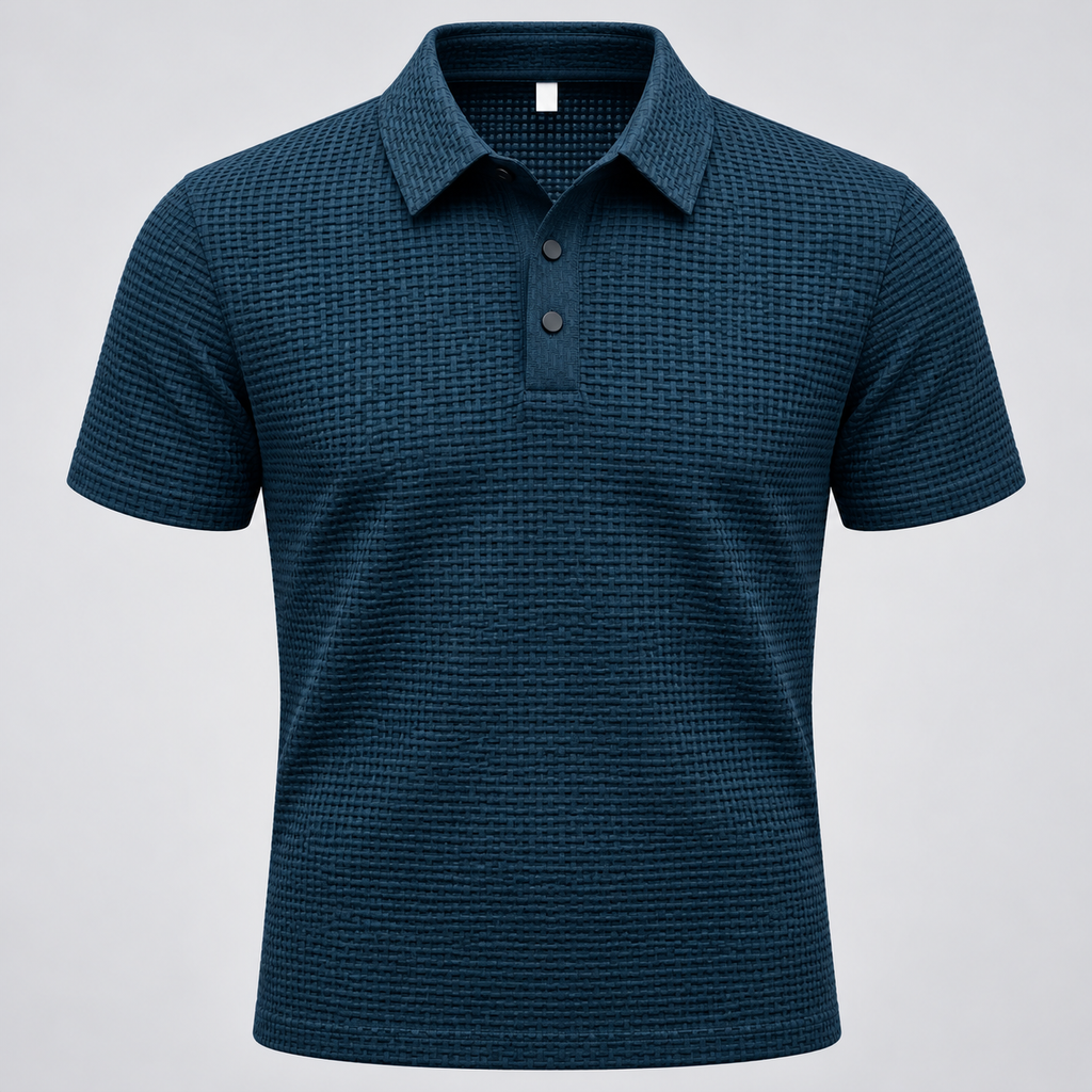 Playera polo azul de punto texturizado