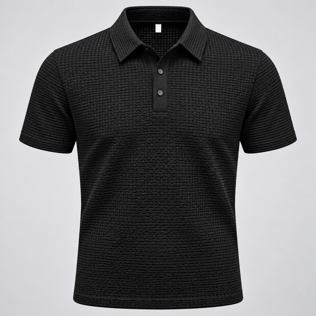 Playera polo negra de punto texturizado