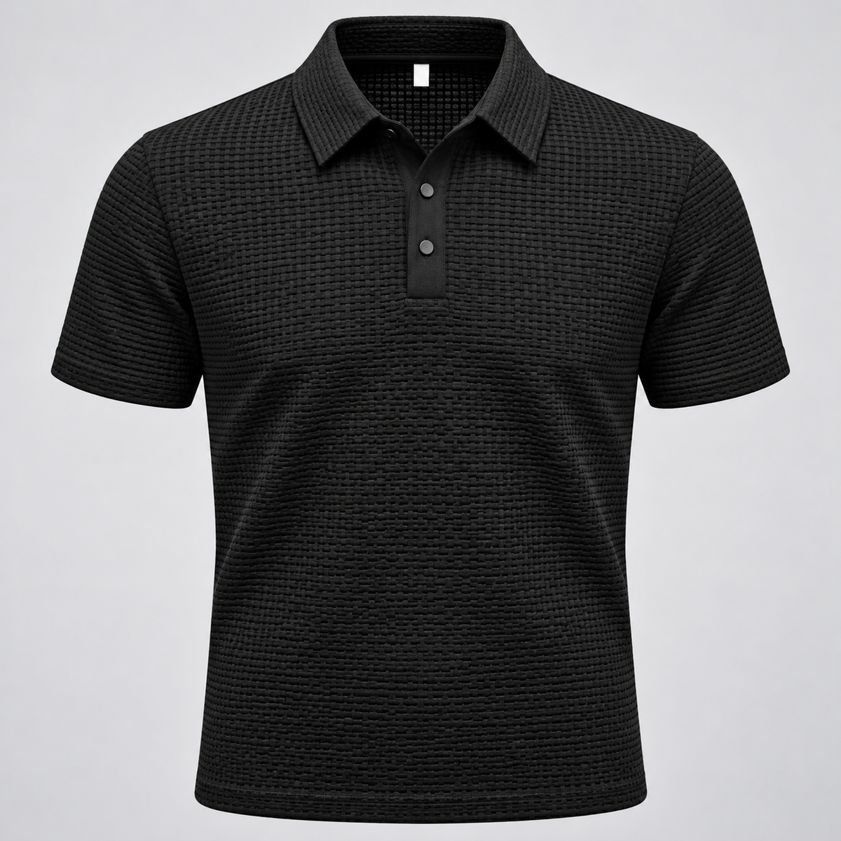 Playera polo negra de punto texturizado