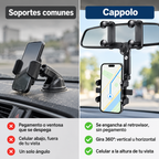 Comparación entre soporte de ventosa común y soporte para retrovisor Cappolo