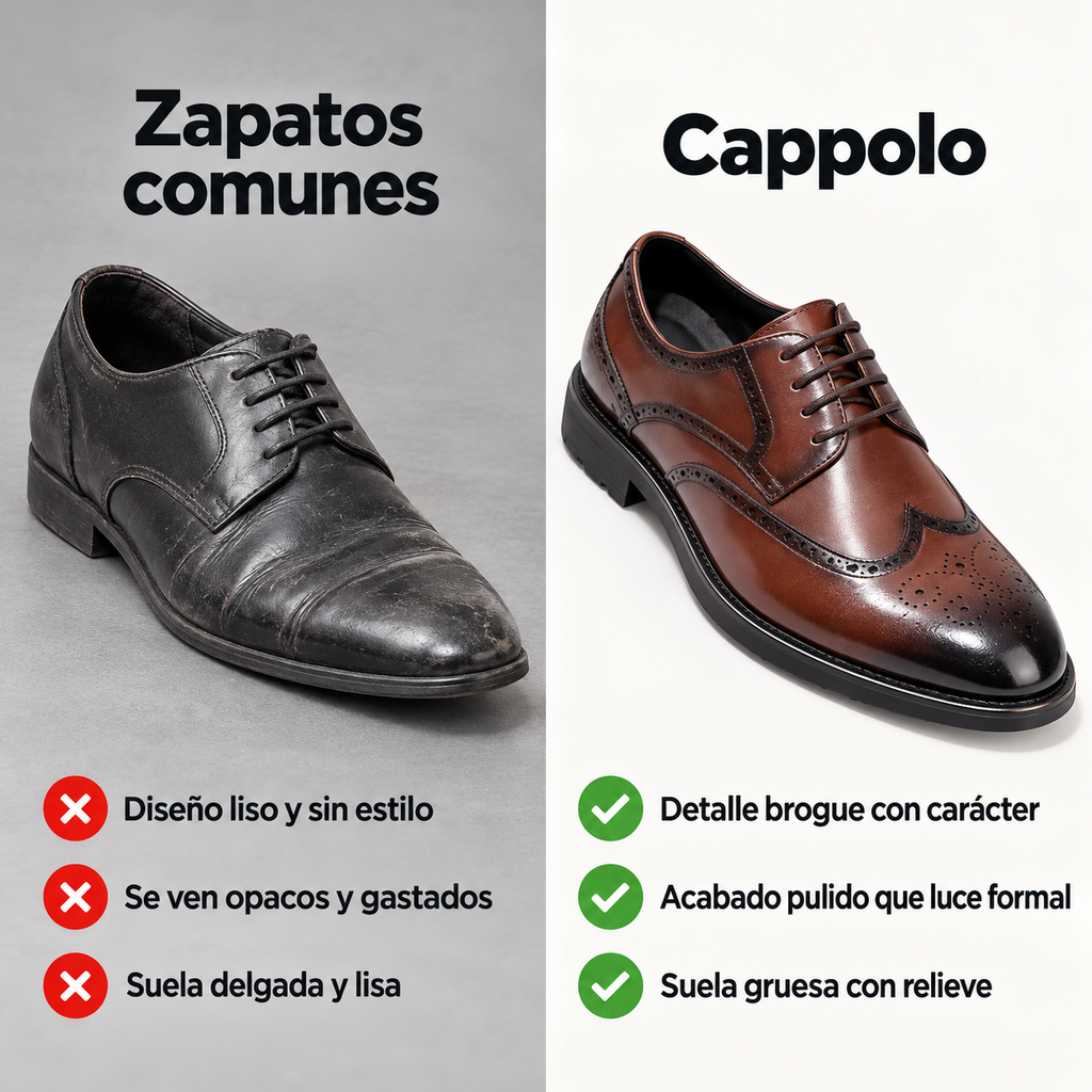Comparación entre zapatos comunes y zapatos brogue Cappolo