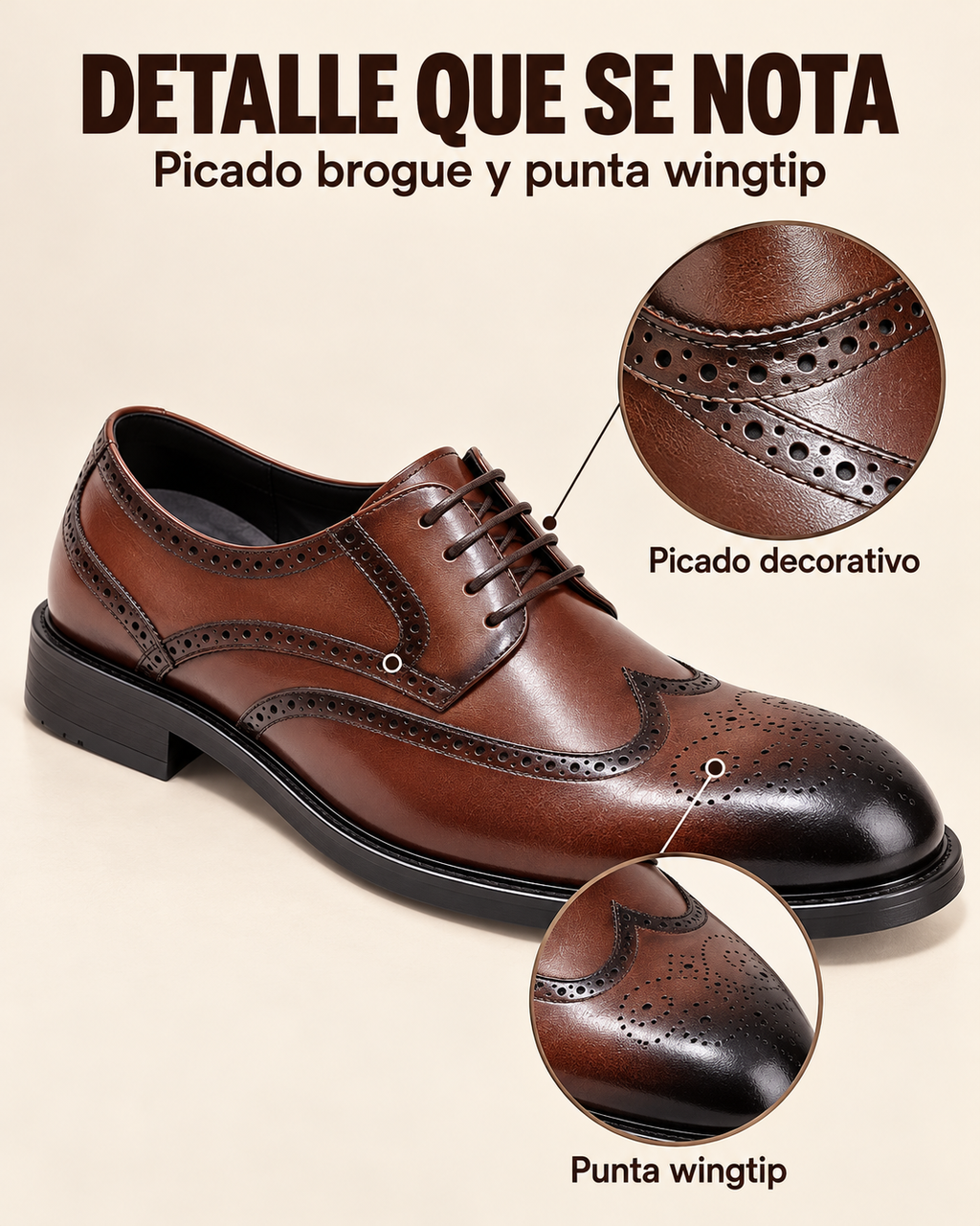Infográfico del picado brogue y la punta wingtip