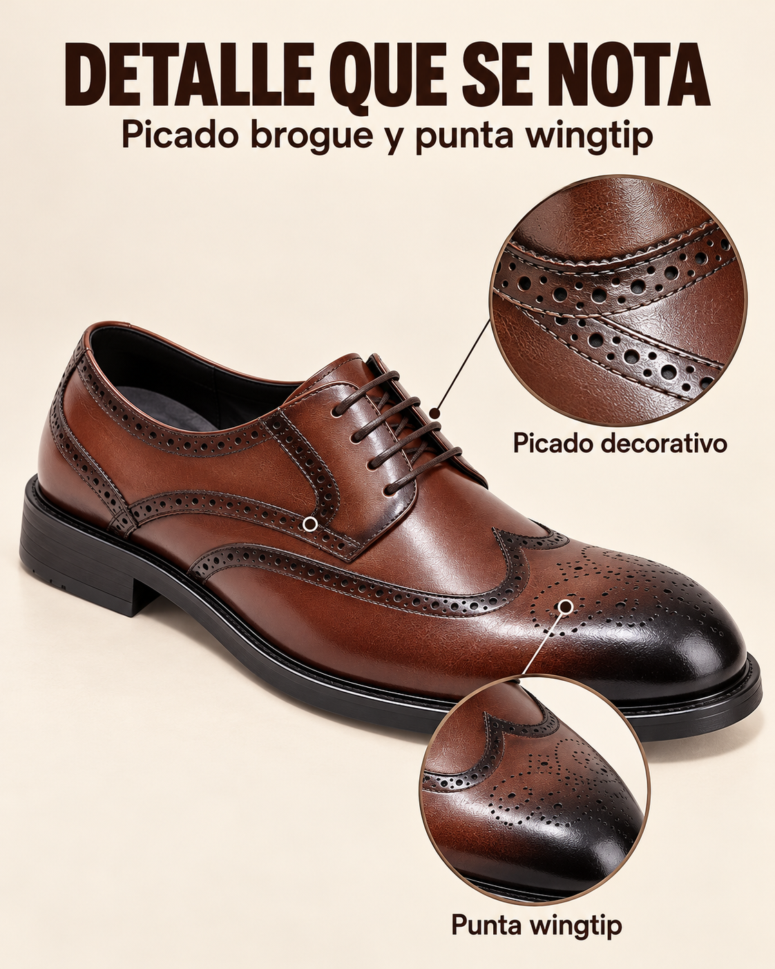 Infográfico del picado brogue y la punta wingtip