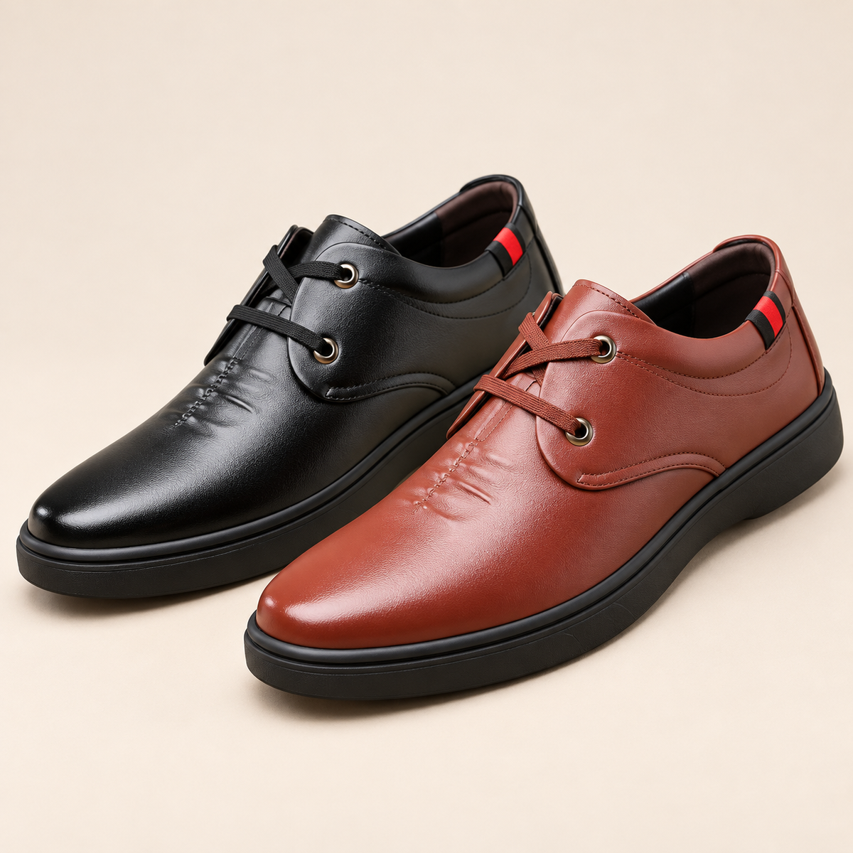 Zapatos casuales de cuero para hombre en negro y marrón