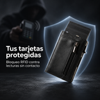 Cartera slim con bloqueo RFID que protege las tarjetas