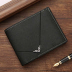 Cartera Delgada para Hombre de Piel Sintética Bifold en color negro