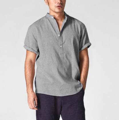 Camisas de hombre de manga corta de lino y algodón de verano (compre 2 envío gratis)