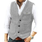 Chaleco de Tweed en Espiga para Hombre con Bolsillos en color plateado