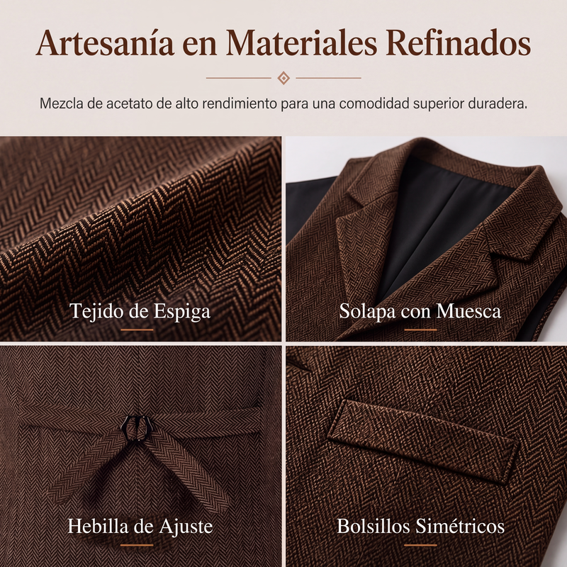 Chaleco de Vestir Vintage para Hombre Tejido Espiga - vista 4