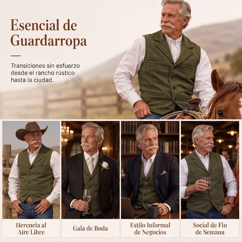 Chaleco de Vestir Vintage para Hombre Tejido Espiga - vista 5