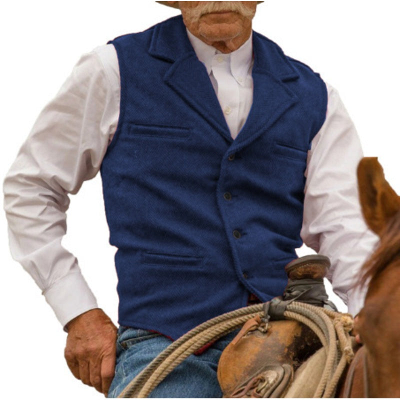 Chaleco de Vestir Vintage para Hombre Tejido Espiga en color azul real