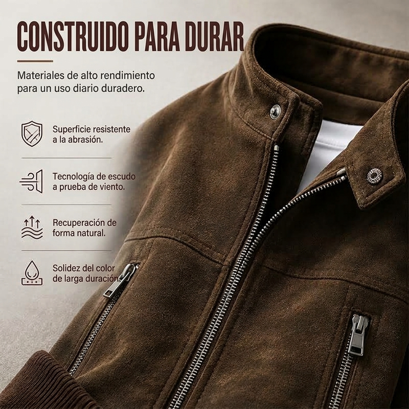 Chamarra Bomber Tipo Gamuza para Hombre Oversize - vista 7