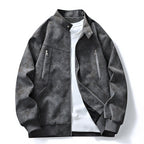 Chamarra Bomber Tipo Gamuza para Hombre Oversize en color gris