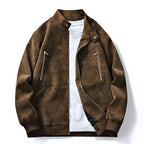 Chamarra Bomber Tipo Gamuza para Hombre Oversize en color marrón